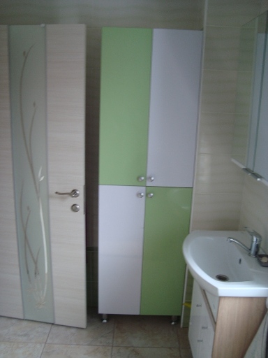 Шкаф для ванной МДФ "Салатовый и Белый"